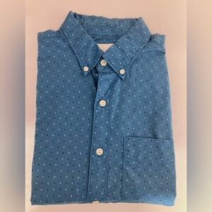American Eagle Men’s Button Front Dress Shirt, Small, Blue Print, Button Front